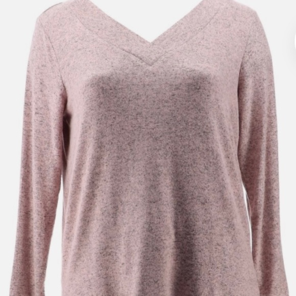 Nina Leonard Women’s Set Pullover V-Neck Top Tapered Bottom Space Dyed Blush XS - Picture 5 of 8